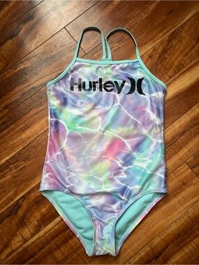 Hurley Pastel Tie-Dye One-Piece Swimsuit with Mint Trim